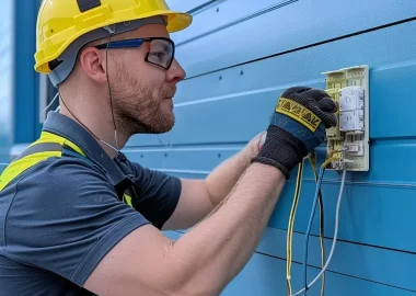 3 the electrician installs the sockets